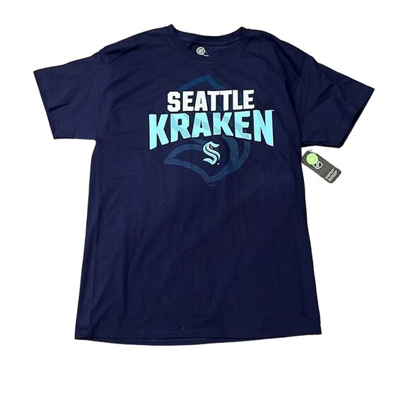NWT NHL Unisex Seattle Kraken T-Shirt Dark Navy White Size L - Picture 1 of 10